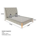 Ver imagem 3 de Cama Casal Estofada com Cabeceira e 2 Mesas de Cabeceira Mdf Cor:linho Lincoln Amêndoa com Grigio