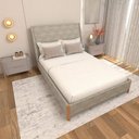 Ver imagem 1 de Cama Casal Estofada com Cabeceira e 2 Mesas de Cabeceira Mdf Cor:linho Lincoln Amêndoa com Grigio