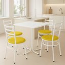 Ver imagem 3 de Conjunto Mesa Branca 70x70cm Tampo Branco com 4 Cadeiras Epoxi