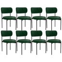 Ver imagem 1 de Kit 08 Cadeiras Estofadas para Sala de Jantar Louvre L02 Couríssimo Verde - Lyam Decor