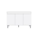 Ver imagem 2 de Balcão Gabinete Manu Branco 120cm 3 Portas com Tampo - Ajl Móveis