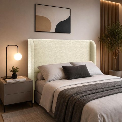 Cabeceira Casal Estofada Ideal para Cama Box 140cm Bouclé - Creme