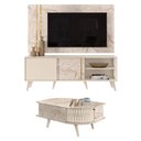 Ver imagem 1 de Rack Bancada e Painel para Tv Cronos com Mesa de Centro Indianápolis Calacata Off White - Madetec