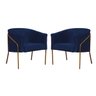 Kit 09 Poltrona Cadeira Roni Luxo Industrial Ferro Dourado Veludo Azul Marinho - Ahazzo Móveis AHAZZ - 1