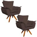 Ver imagem 1 de Kit 02 Poltronas Giratória Opala Suede Marrom