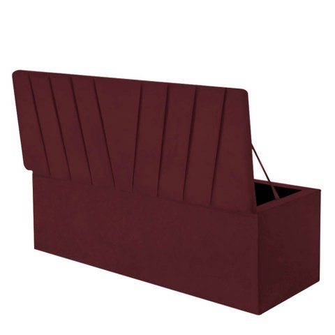 Calçadeira Baú Recamier Estofada Cama King 190cm Bélgica Corino Bordo- Mabe Magazine