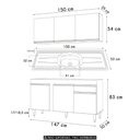 Ver imagem 4 de Armário Cozinha e Balcão com Pia 150cm Dakota Cinza Claro - Lumil