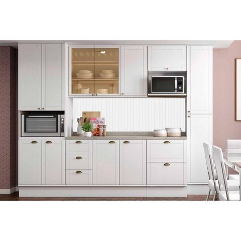 Cozinha Completa Bella 9 Peças (2aéreos+2balcões+2paneleiros+3complementos) C9p41 Branco -
