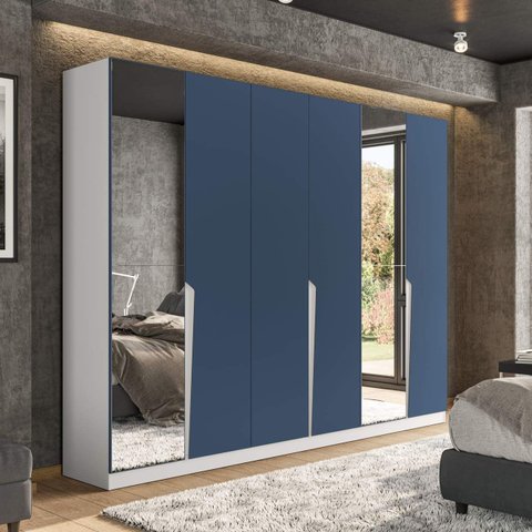 Guarda Roupa Casal 6 Portas e 4 Gavetas com Espelho 240848 Linha Porto Politorno Móveis