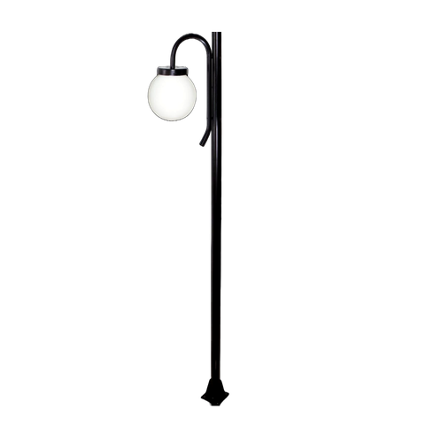 Poste Luminária Globo G Braço Curvo Baixo Jardim Preto 200cm Ouro Minas