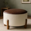 Ver imagem 1 de Puff Assento Corino Bouclé Confortável Resistente Decorativo Savana