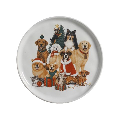 Prato Sobremesa 21,5cm Linha Pet Christmas Natal Mesa Posta Porto Brasil
