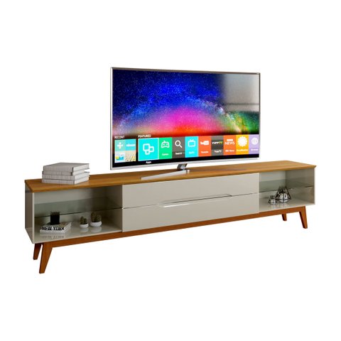 Rack para TV Limit 1.8 Off White com Nature - MoveisAqui