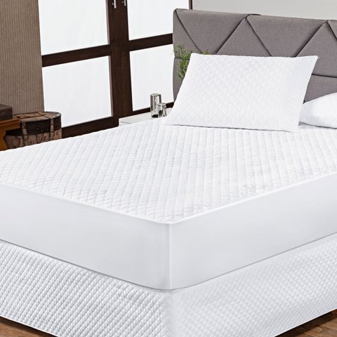 Kit Protetor de Colchão Solteiro Impermeável 2 Peças Antiácaro Zíper Capa para Cama Branco