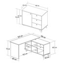 Ver imagem 4 de Mesa Escrivaninha em L Golden e Balcão 1 Porta 3 Gavetas Merano A06 Olmo/branco - Mpozenato