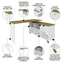Ver imagem 3 de Mesa Escrivaninha em L Golden e Balcão 1 Porta 3 Gavetas Merano A06 Olmo/branco - Mpozenato