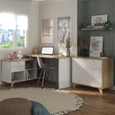 Ver imagem 2 de Mesa Escrivaninha em L Golden e Balcão 1 Porta 3 Gavetas Merano A06 Olmo/branco - Mpozenato