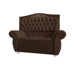 KIT Cabeceira + Recamier Baú Dunas Dubái Marrom veludo Linha Alta 1,95 casal Dalaqua-Decor - 1
