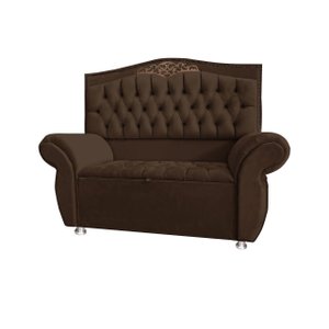 KIT Cabeceira + Recamier Baú Dunas Dubái Marrom veludo Linha Alta 1,95 casal Dalaqua-Decor