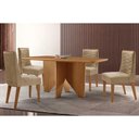 Ver imagem 1 de Conjunto: Mesa Sala Jantar Nevada Curvo 120cm + 4 Cadeiras Maldivas Madeira Naturale - Capuccino/