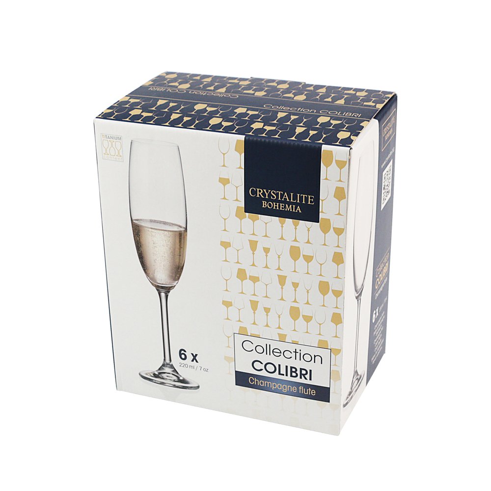 Cj 6 Taças de Cristal P/Champagne Gastro Colibri 220ml Bohemia - 5