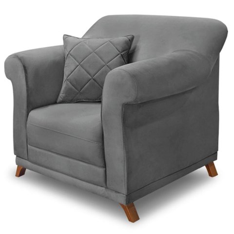 Poltrona Decorativa Retro Polo com Almofada Veludo 2938 Ezz 2938