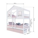 Ver imagem 3 de Beliche Casinha Dos Sonhos com 02 Gavetas Madeira Maciça Branco/ Rosa Megamobilia