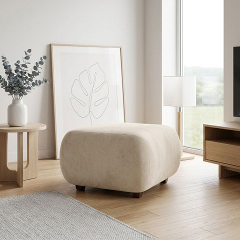 Puff Decorativo para Sala Orgânico Nara 60 cm Base Fixa Suede D03 - D'Rossi