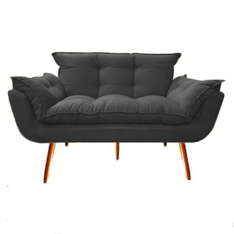 Namoradeira Decorativa Opalla Sala de Estar Consultorio Clinica Suede Grafite - Decor Elity