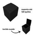 Ver imagem 3 de Puff Baú Quadrado Guarda Acessórios Assento Apoio de Pés - Preto