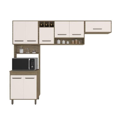 Cozinha Compacta 8 Portas Barcelona Carvalho/off White - Poliman
