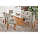 Ver imagem 1 de Conjunto: Mesa Sala Jantar Helena C/ Tampo Madeirado C/ Vidro 210x100 Cm e 8 Cadeiras Clarice