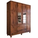 Ver imagem 3 de Guarda-roupa Casal Rústico Madeira Maciça 10 Portas 3 Gavetas com Espelho e Pés Mogano - Panorama Mó