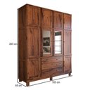 Ver imagem 4 de Guarda-roupa Casal Rústico Madeira Maciça 10 Portas 3 Gavetas com Espelho e Pés Mogano - Panorama Mó