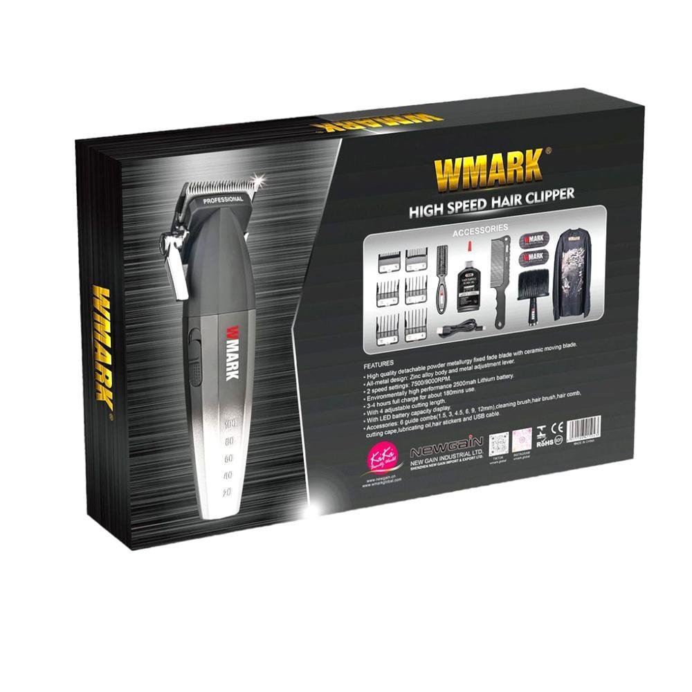 Maquina de Cortar Cabelo Wmark Ng 2038 Prateado Display Led - 6