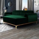 Ver imagem 1 de Sofá 230cm 4 Lugares Chaise Direito Pés Gold Verde Musgo