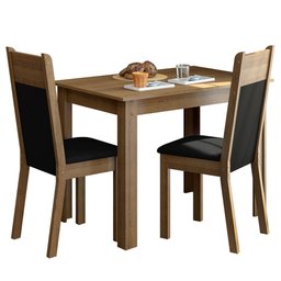 Conjunto Sala de Jantar Madesa Lola Mesa Tampo de Madeira com 2 Cadeiras Rustic/Preto/Sintético Pret - 2