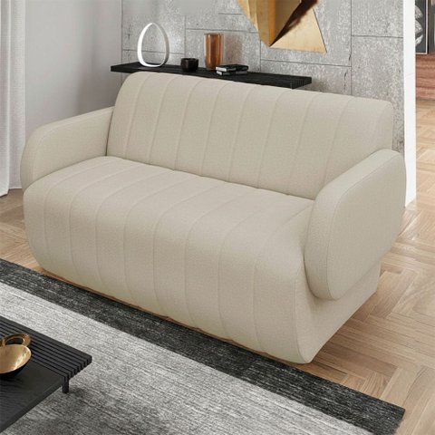 Sofá 2 Lugares Decorativo 148cm Túlio Madeira Bouclê K01 - D’Rossi