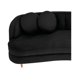 Sofá Curvo 3 Lugares Orgânico Sala Recepção Escritório Decorativo Luxo Panamá 200cm Linho Preto - 6