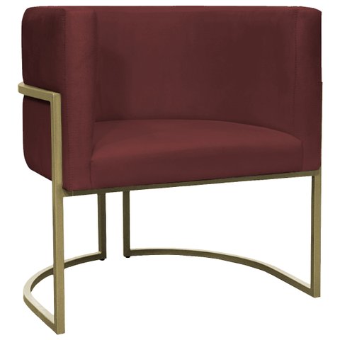 Poltrona Decorativa para Sala de Estar Recepção Luna Suede Base Ferro Champagne