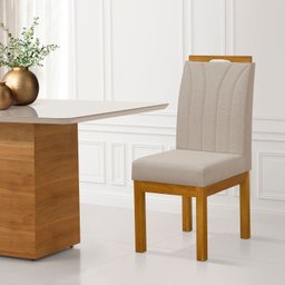 Conjunto 2 Cadeira para Sala de Jantar Portinari Pês Madeira Maciça Redenobre Cor: Bege - 2