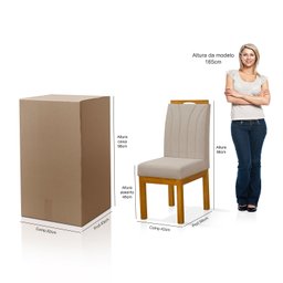 Conjunto 2 Cadeira para Sala de Jantar Portinari Pês Madeira Maciça Redenobre Cor: Bege - 4