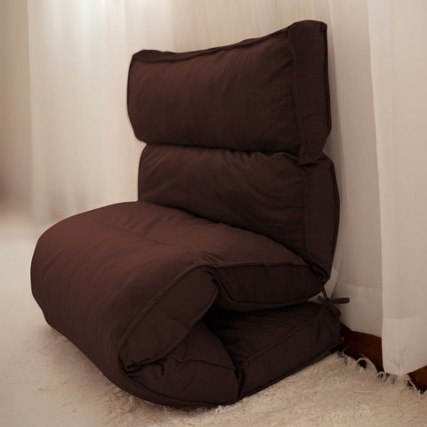 Futon Almofada Dobrável de Espuma Solteiro 70x170x12cm Café