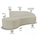 Ver imagem 3 de Sofá 3 Lugares Curvo Sala de Estar Living Firenze Direito D02 Corano Bege 180 cm C-26 - Lyam