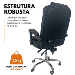 Cadeira de Escritório Presidente Soft Ergonômica Apoio para Pés - Preto - 1 - 5