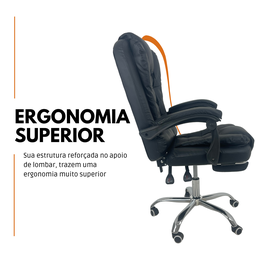 Cadeira de Escritório Presidente Soft Ergonômica Apoio para Pés - Preto - 1 - 6