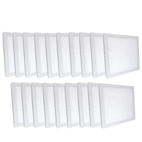 Kit 19 Plafon Painel LED Luminária Downlight 25W Sobrepor