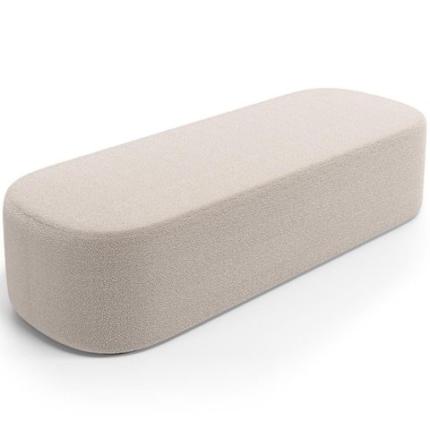 Puff Decorativo Orgânico para Living Quarto 140cm Doha W01 Bouclê Creme - Lyam Decor