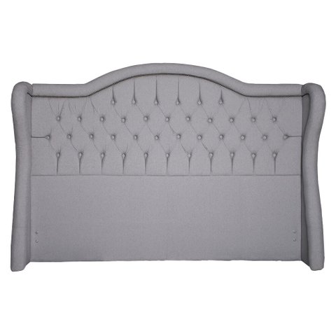 Cabeceira para Box Queen Size Linho Cinza com Tachinhas Mônaco 160cm Perfan