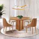 Ver imagem 1 de Sala de Jantar Mesa Selene 135cm Madeira Tampo Laminado com 4 Cadeiras Esmeralda